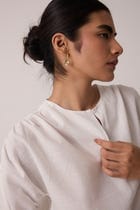 Simone Off White Cotton Top view 5