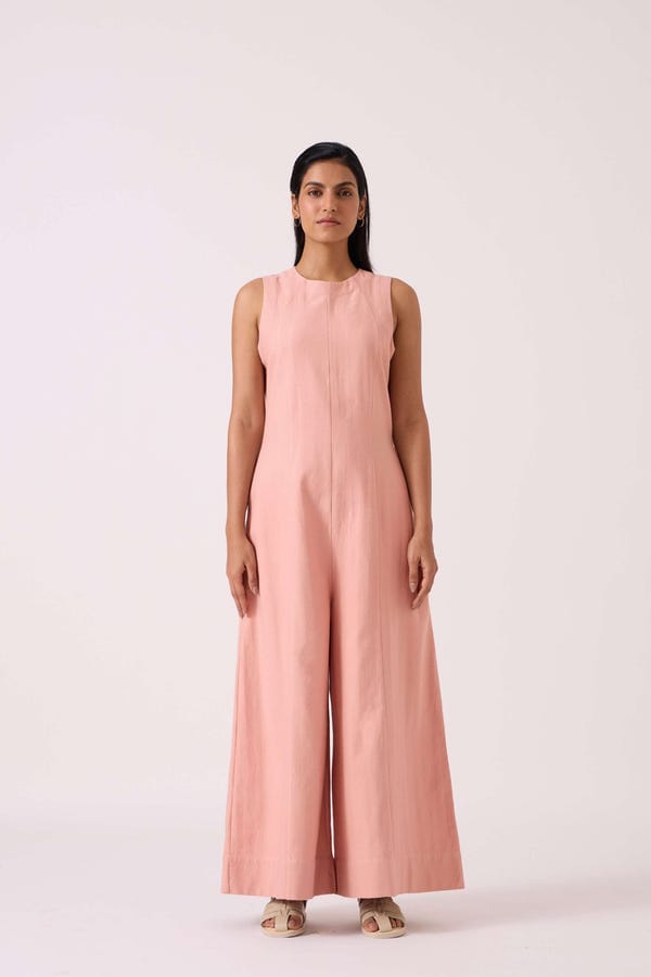 The Summer House — Vronsky Pink Handwoven Jumpsuit