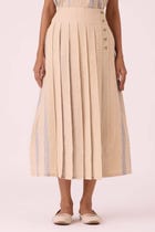 Mikhail Beige Handwoven Skirt view 1
