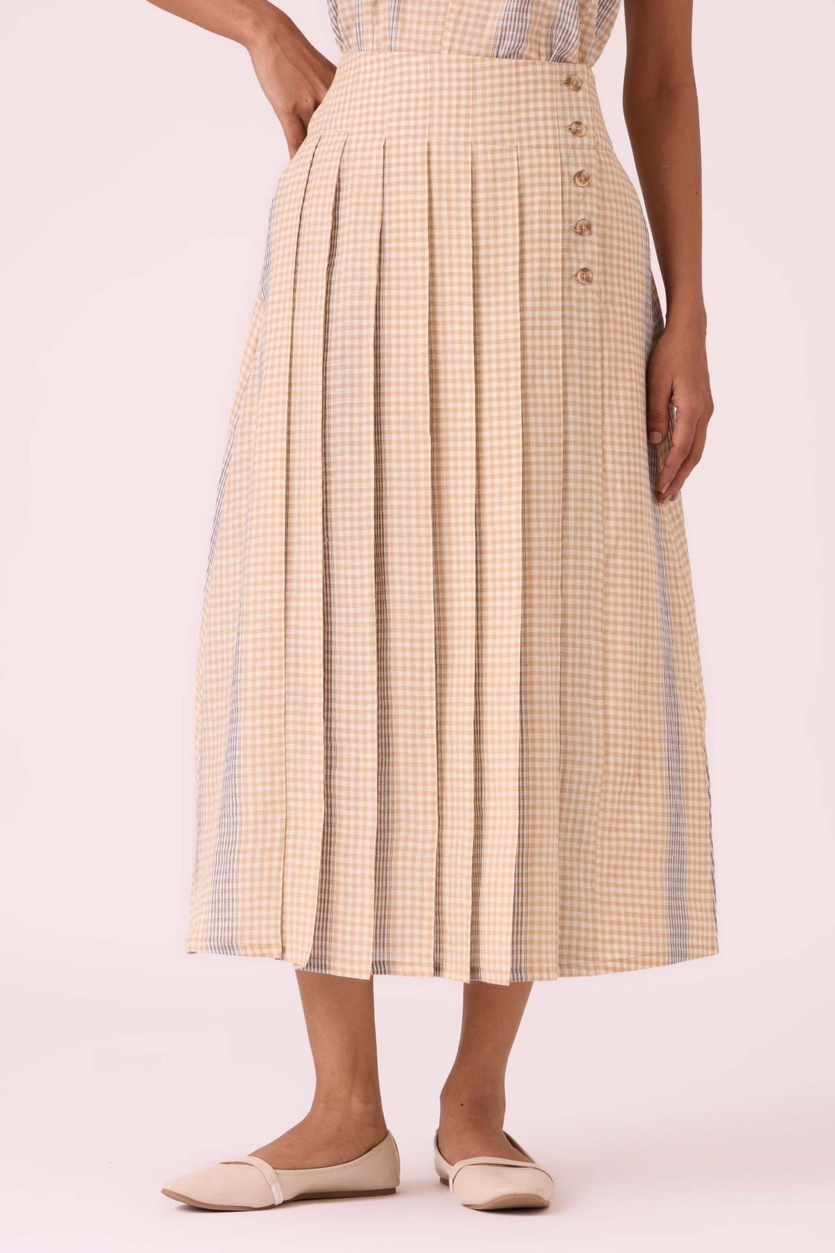 Mikhail Beige Handwoven Skirt - image 4