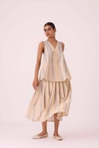 Mikhail Beige Handwoven Skirt view 6