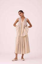 Mikhail Beige Handwoven Skirt view 9