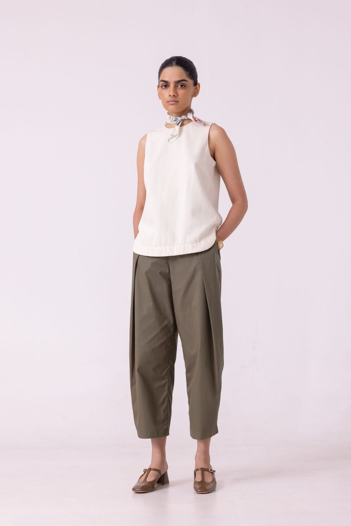 Dorothy Off White Handwoven Denim Top - image 1