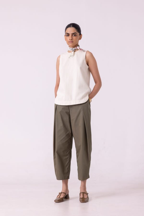 The Summer House — Dorothy Off White Handwoven Denim Top