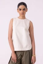 Dorothy Off White Handwoven Denim Top view 2
