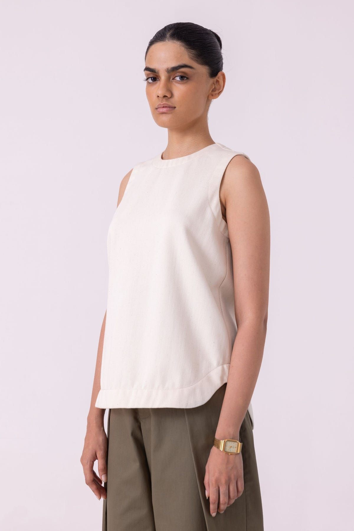 Dorothy Off White Handwoven Denim Top - image 4