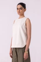 Dorothy Off White Handwoven Denim Top view 4