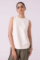 Dorothy Off White Handwoven Denim Top view 5