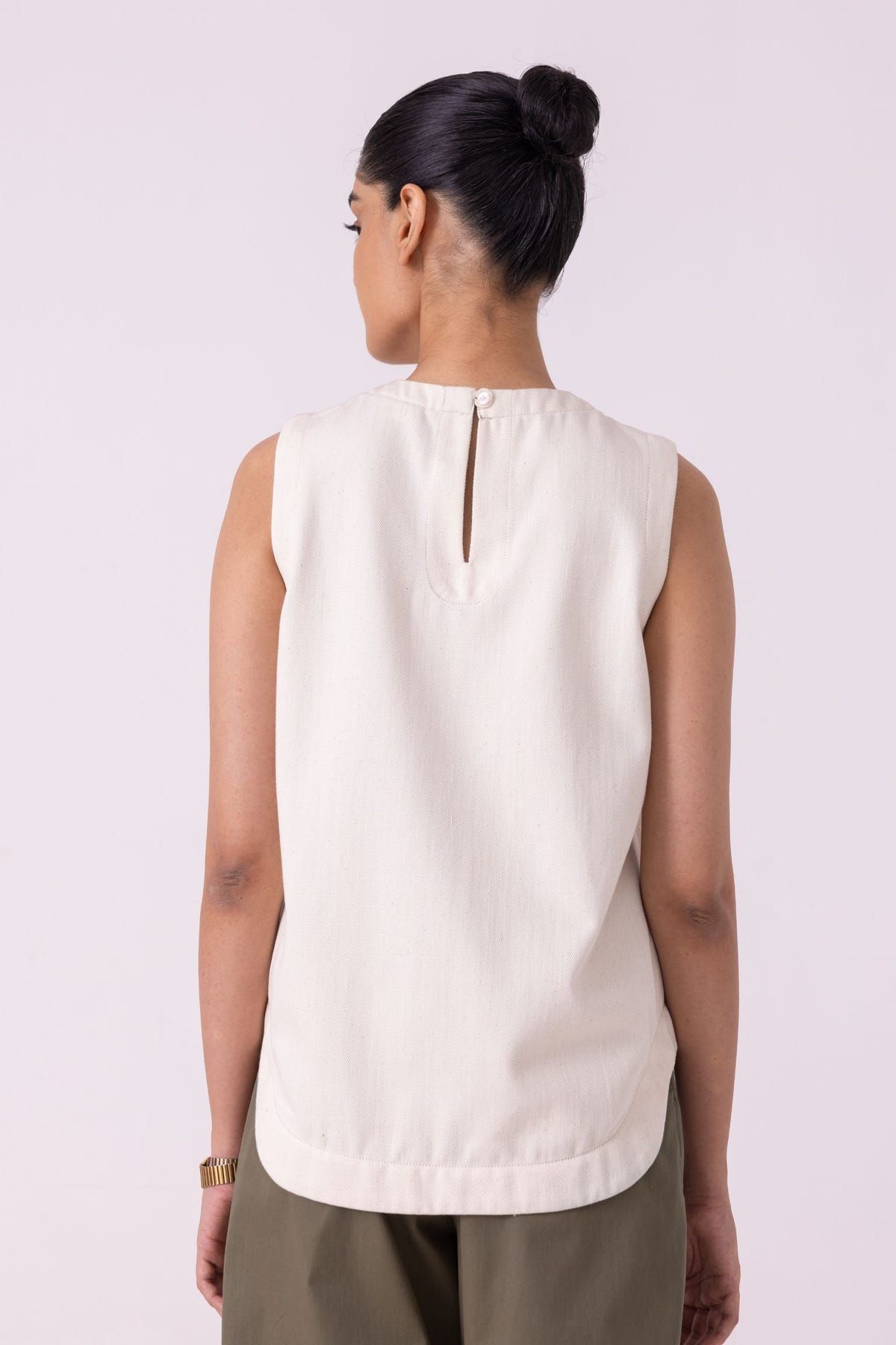 Dorothy Off White Handwoven Denim Top - image 9