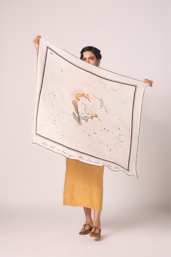 The Summer House — Gemini Printed Satin Scarf