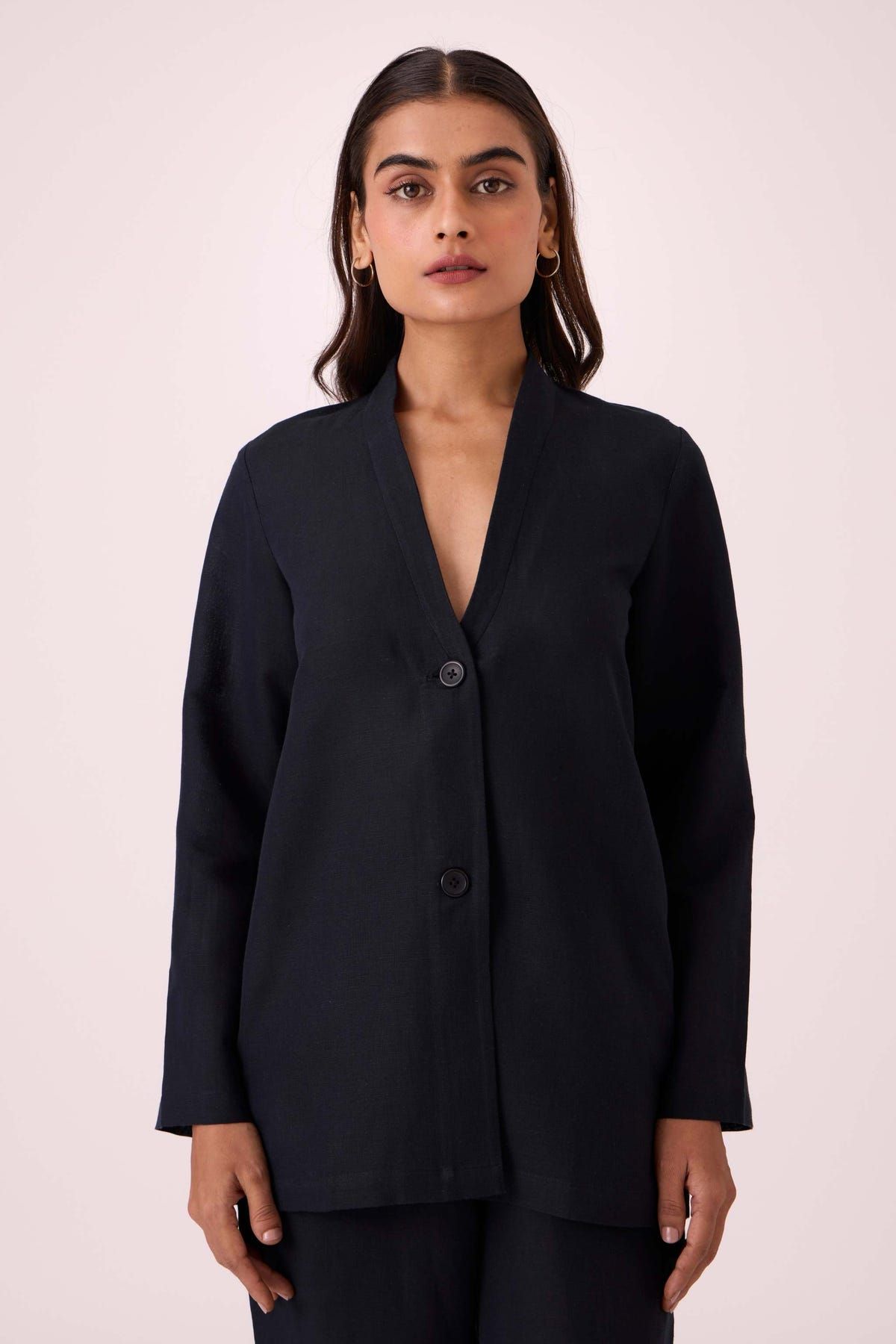 Darcy Black Linen Jacket - image 1