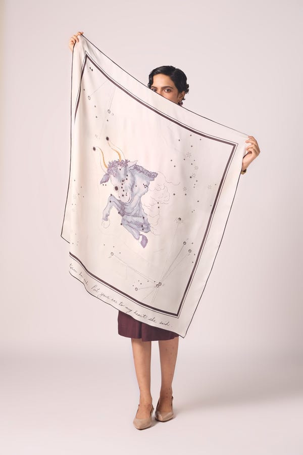 The Summer House — Taurus Printed Satin Scarf