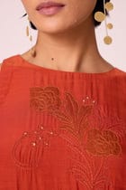 Anya Rust Embroidered Midi Dress view 4