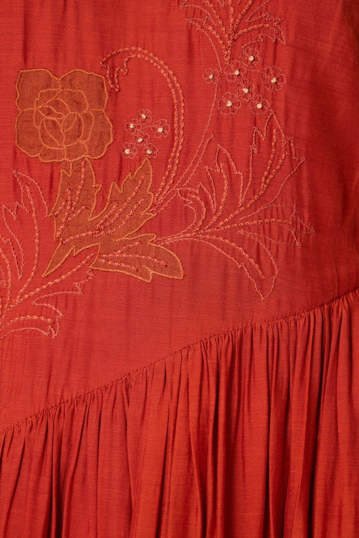 Anya Rust Embroidered Midi Dress - image 5