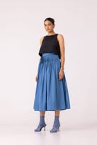 Tereza Blue Pleated Wrap Skirt view 3