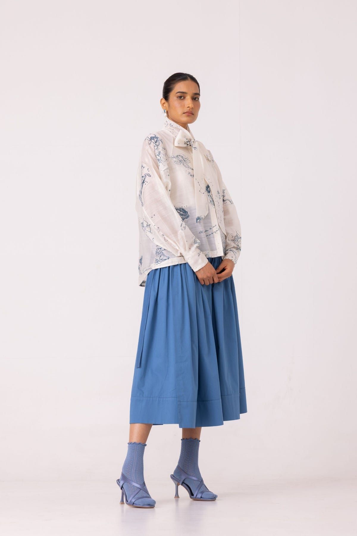 Tereza Blue Pleated Wrap Skirt - image 4