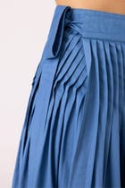 Tereza Blue Pleated Wrap Skirt view 5
