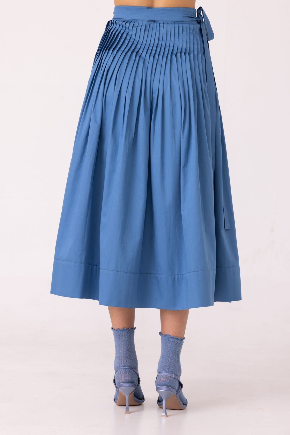 Tereza Blue Pleated Wrap Skirt - image 7