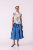 Tereza Blue Pleated Wrap Skirt view 10