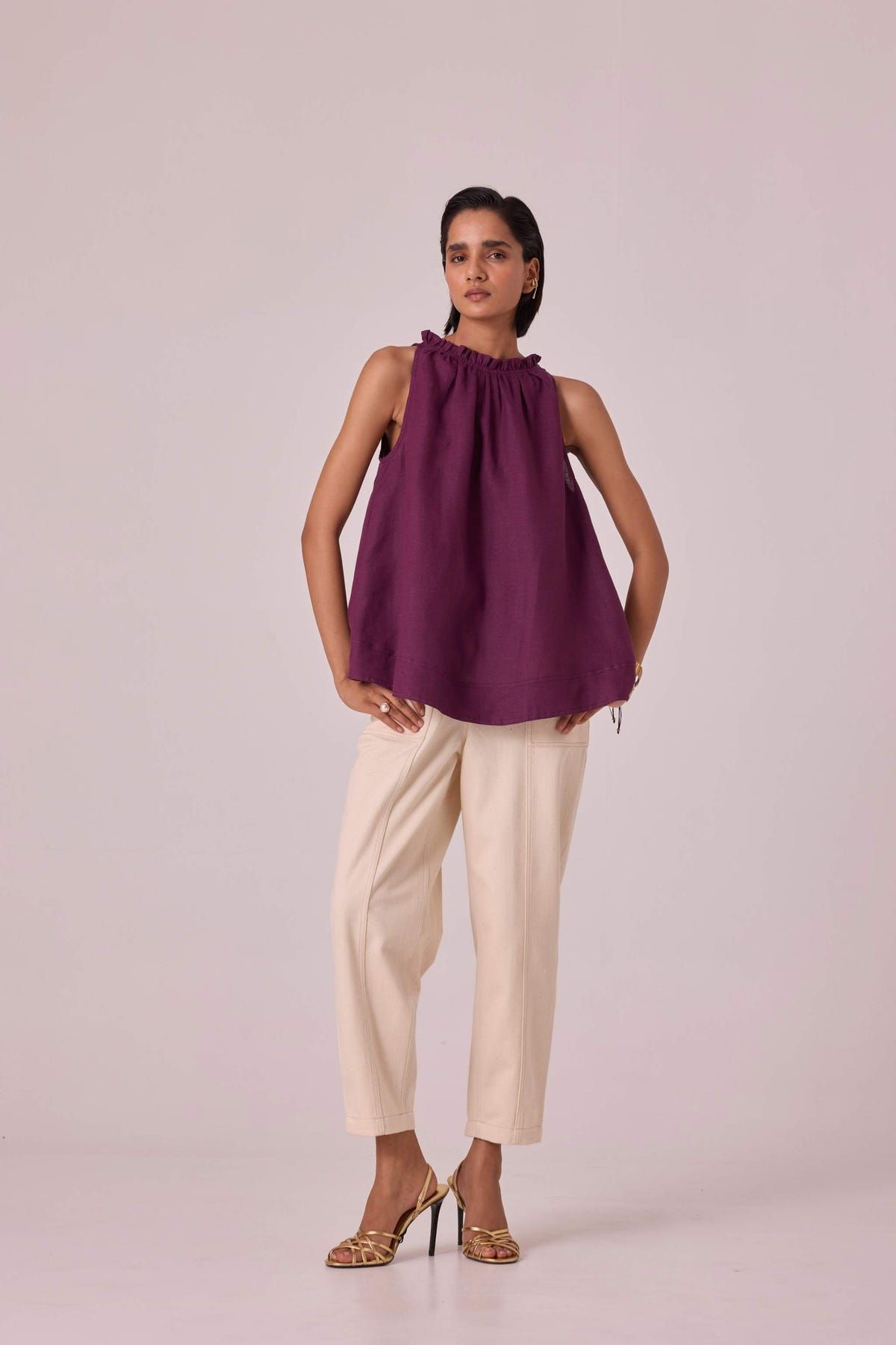 Kocho Purple Linen Halter Top - image 10