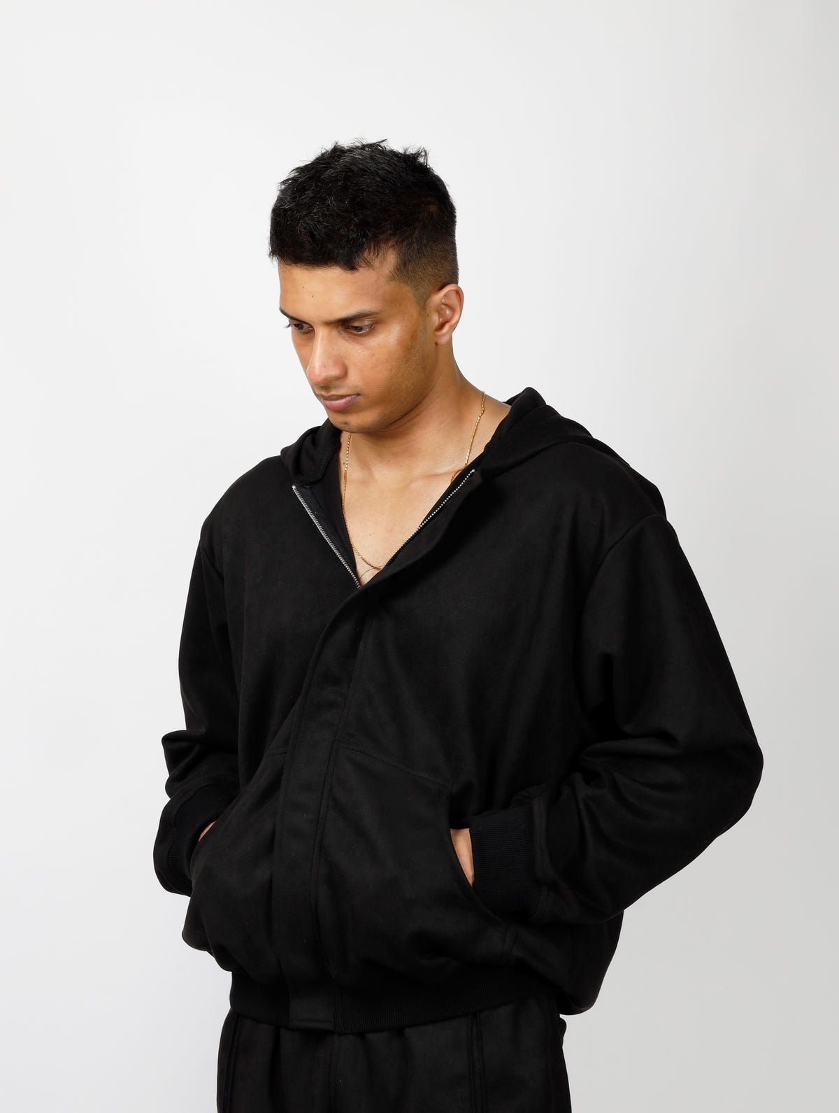 Suede Zipper Hoodie - image 2