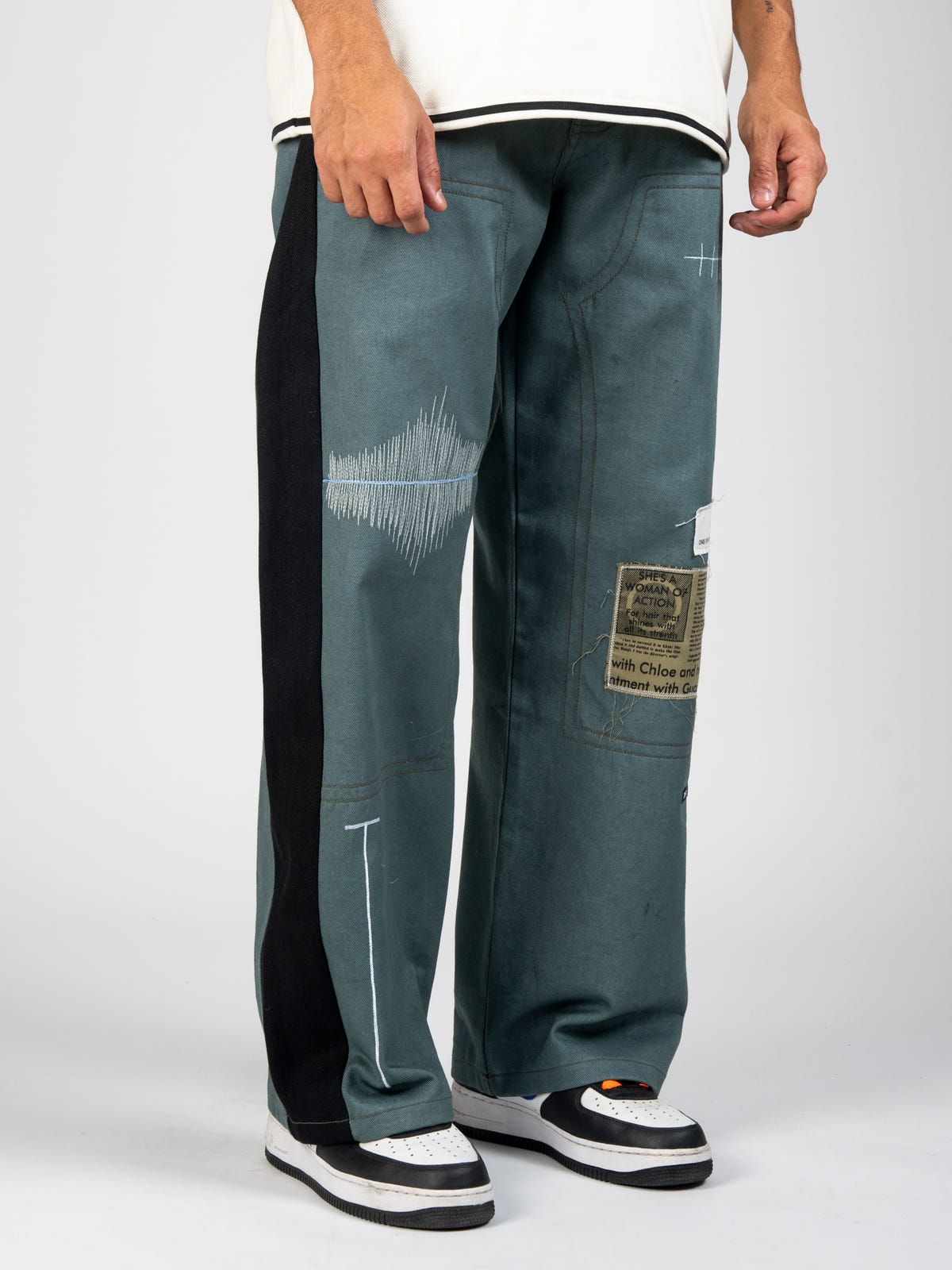 Olive Double Knee Stitch Jeans - image 1