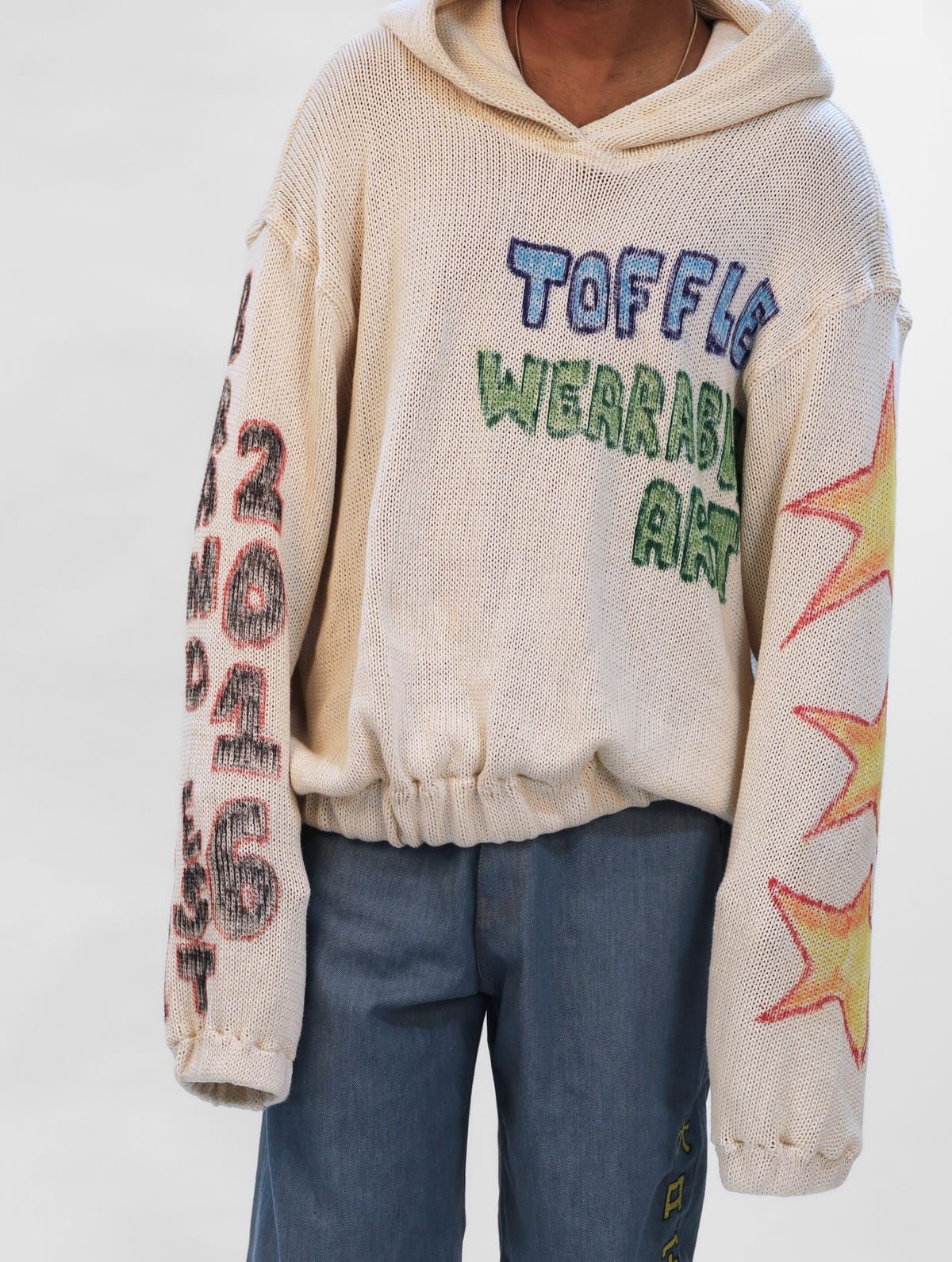 Knit Sweater Colored Hoodie - image 2