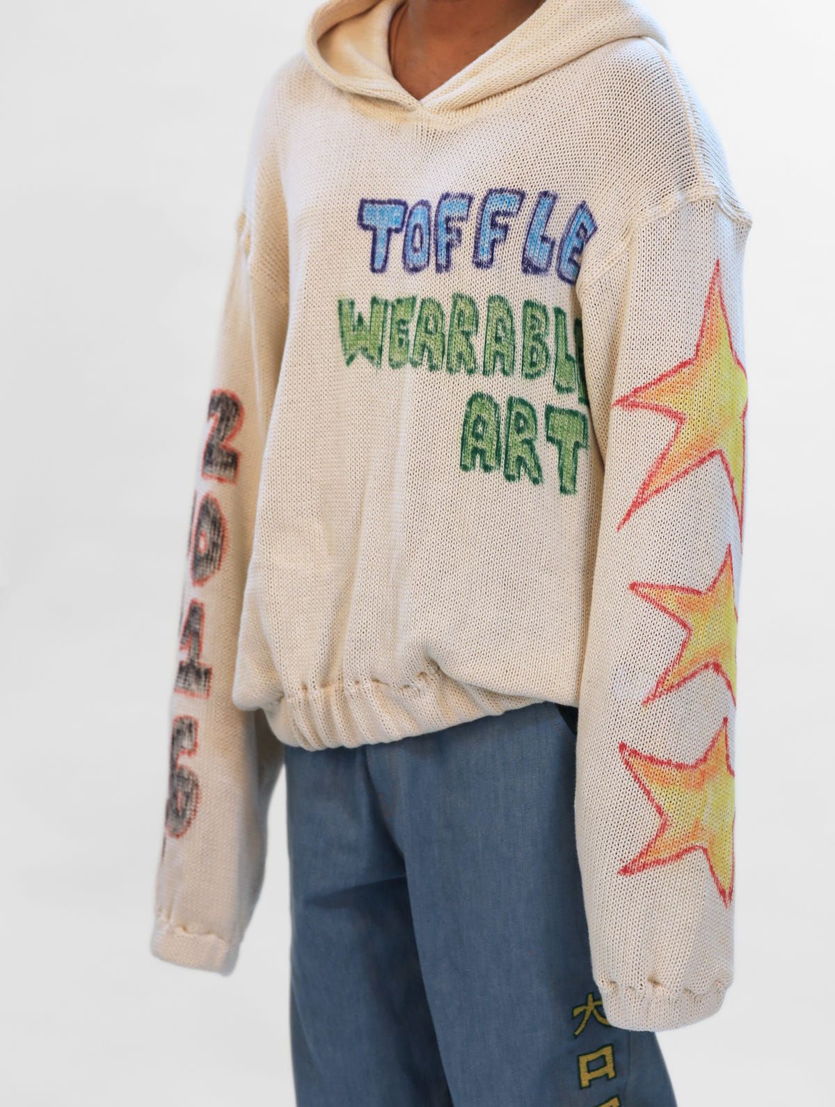 Knit Sweater Colored Hoodie - image 3