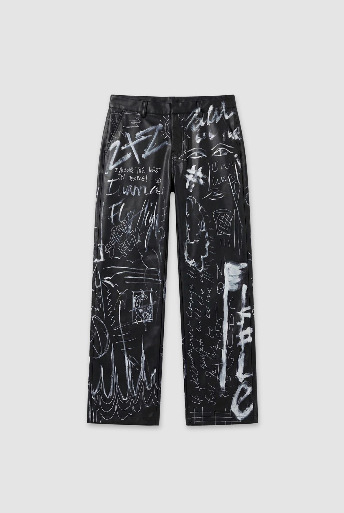 Graffiti Leather Jeans - image 1