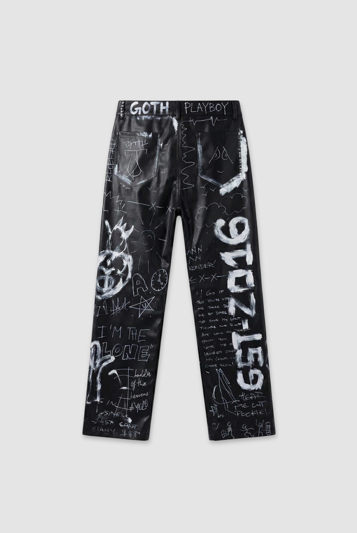 Graffiti Leather Jeans - image 2