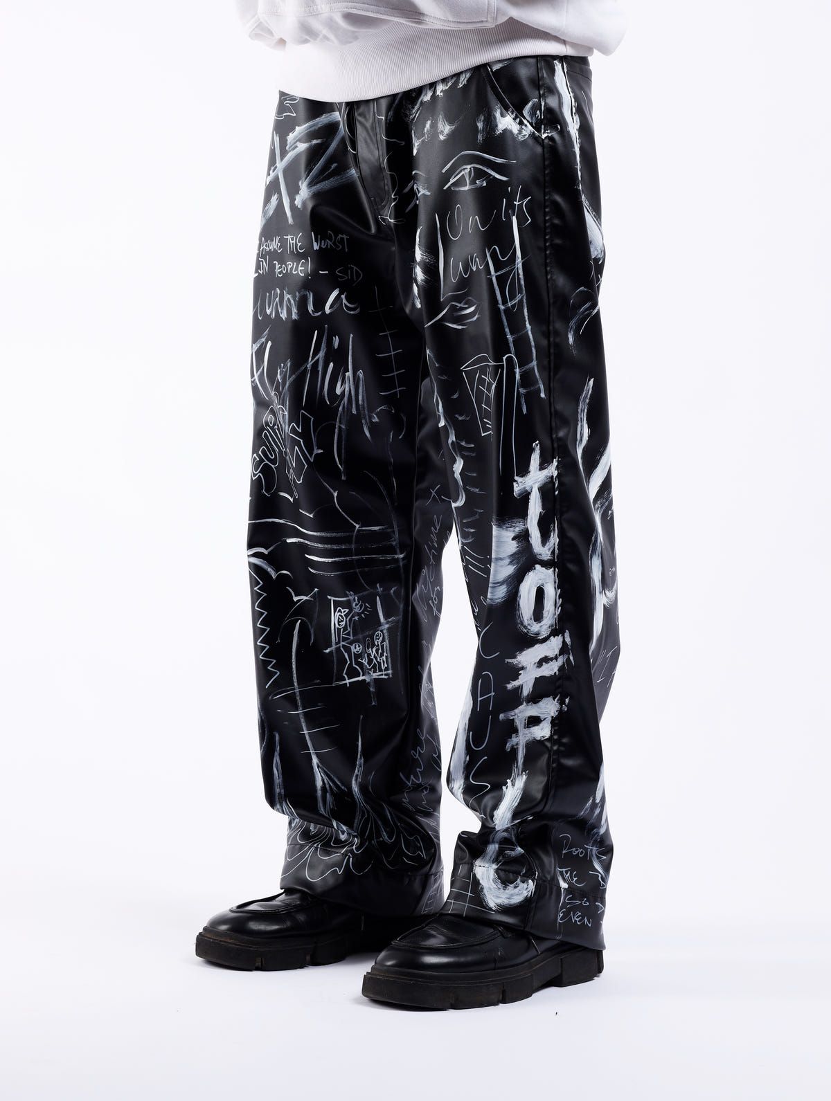 Graffiti Leather Jeans - image 3