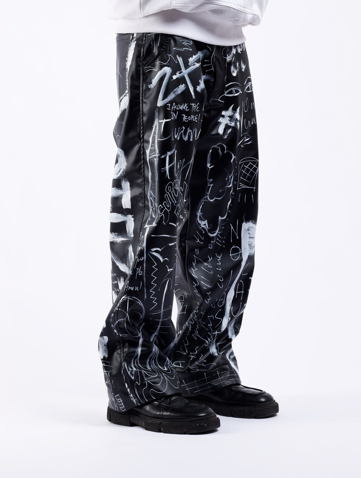Graffiti Leather Jeans - image 6