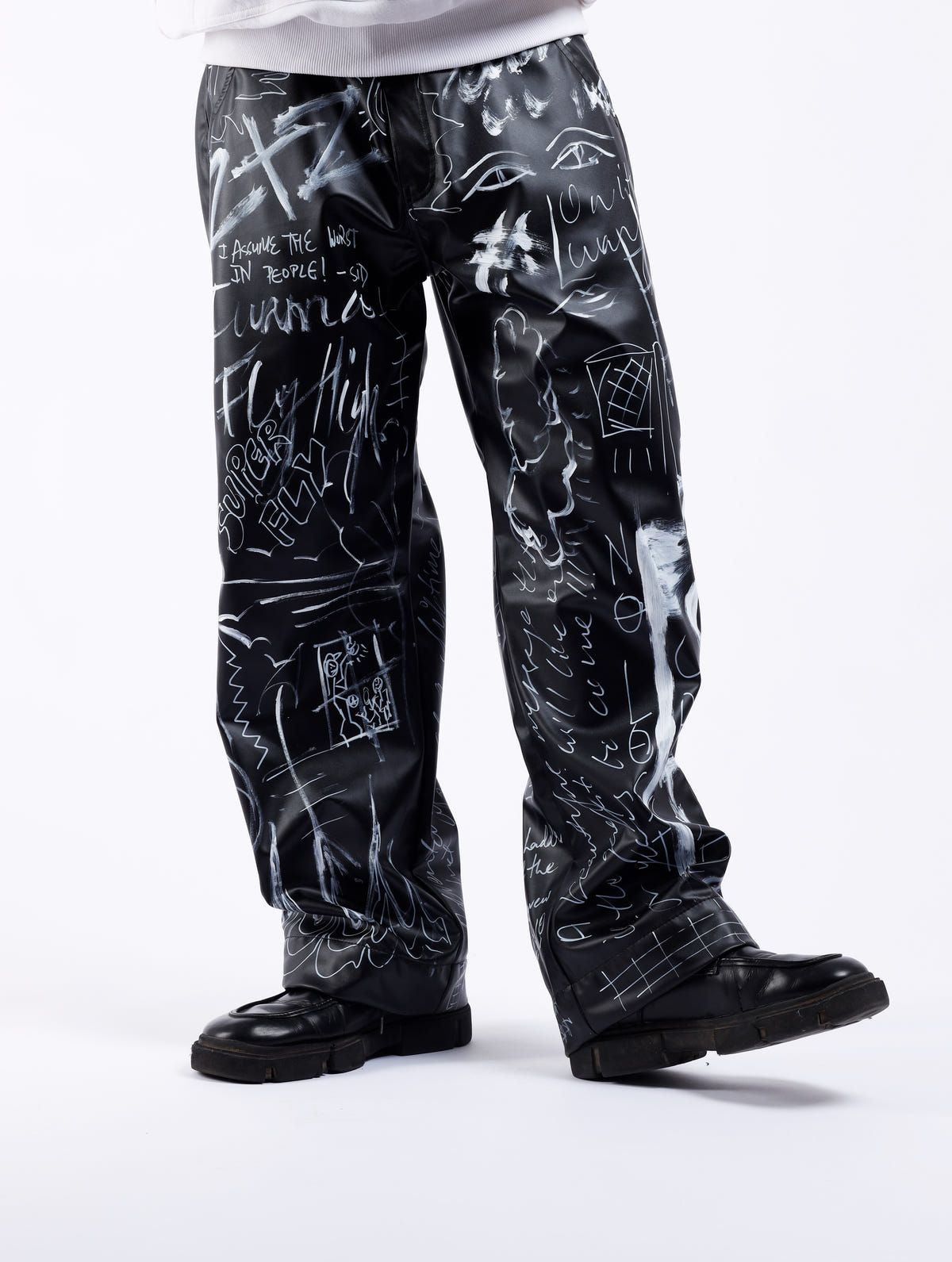 Graffiti Leather Jeans - image 8