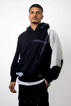 Black Patchwork Net Hoodie view 1