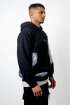 Black Patchwork Net Hoodie view 2