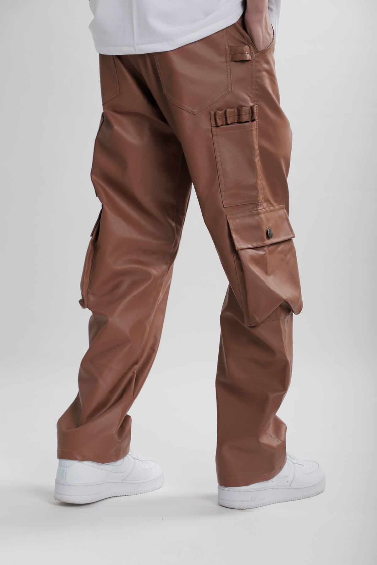 Brown Leather Carpenter Pants - image 1