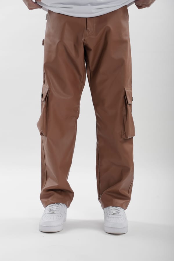Toffle — Brown Leather Carpenter Pants