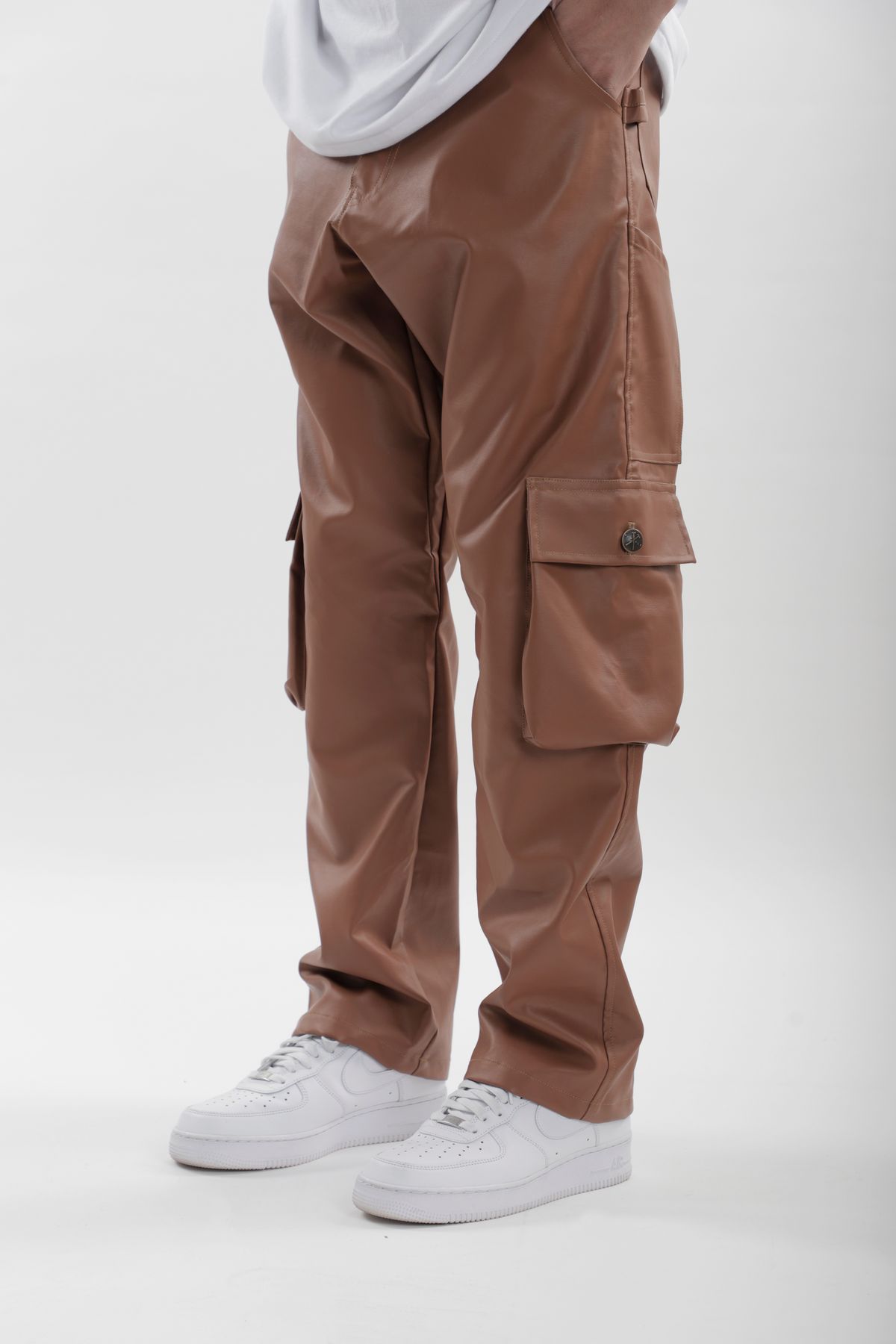 Brown Leather Carpenter Pants - image 3