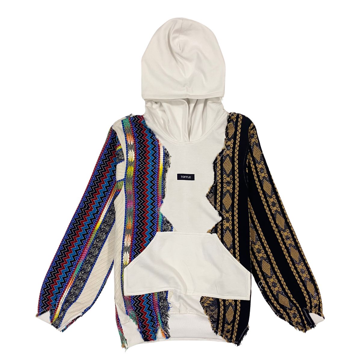 White Artistic Stitched Hoodie - image 5