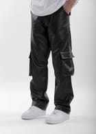 Black Leather Carpenter Pants view 1