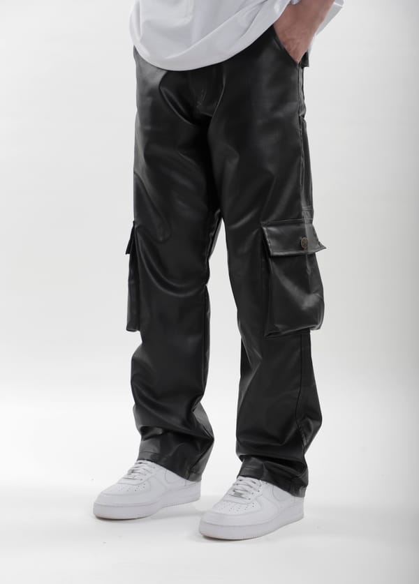 Toffle — Black Leather Carpenter Pants