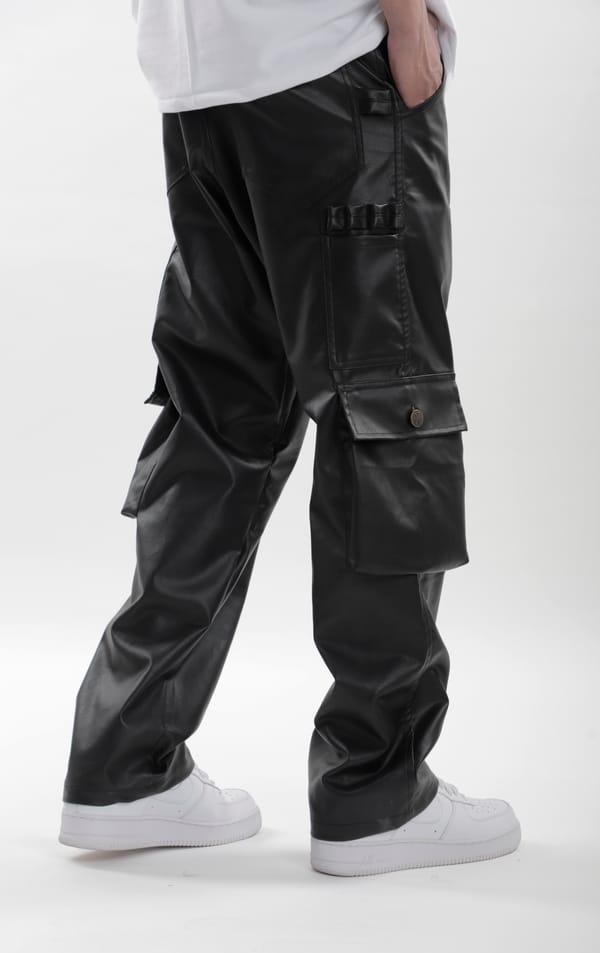 Toffle — Black Leather Carpenter Pants