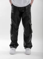 Black Leather Carpenter Pants view 3
