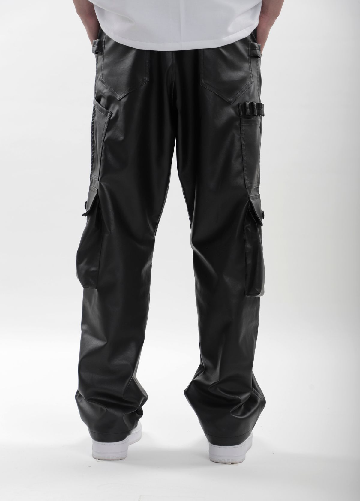 Black Leather Carpenter Pants - image 4