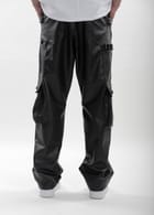 Black Leather Carpenter Pants view 4