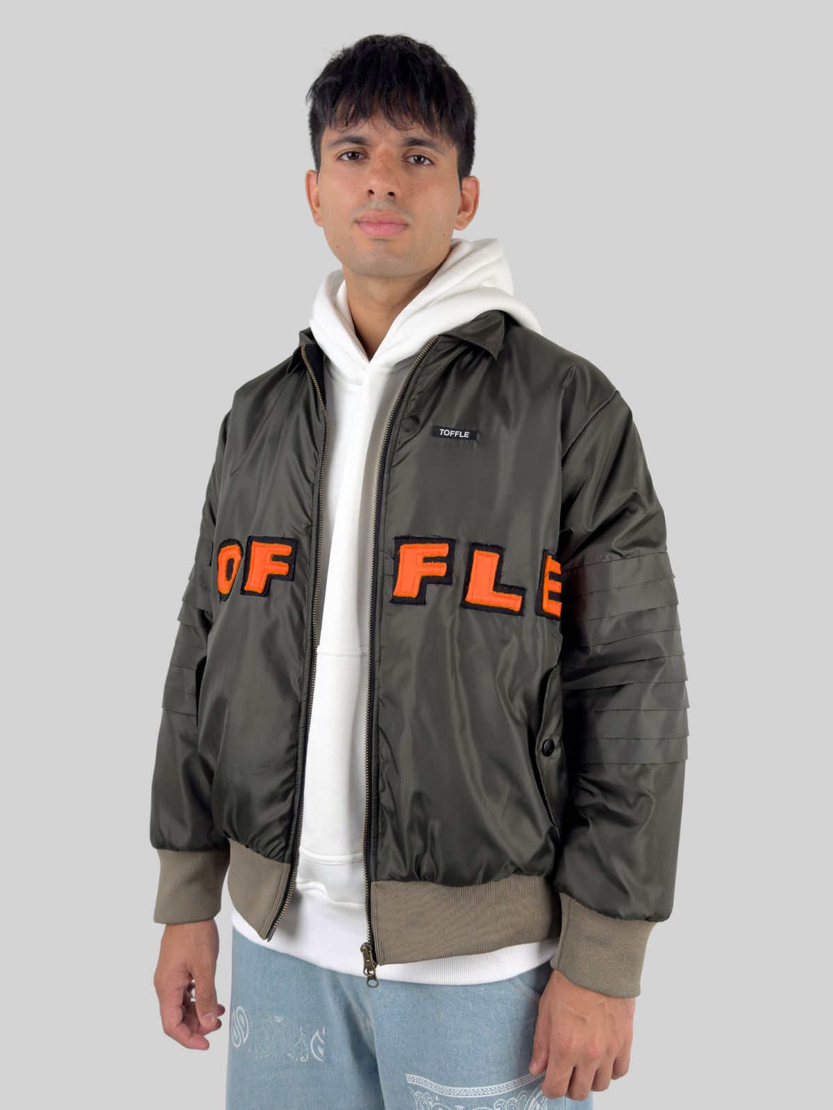 Military Olive Bomber Jacket - image 1