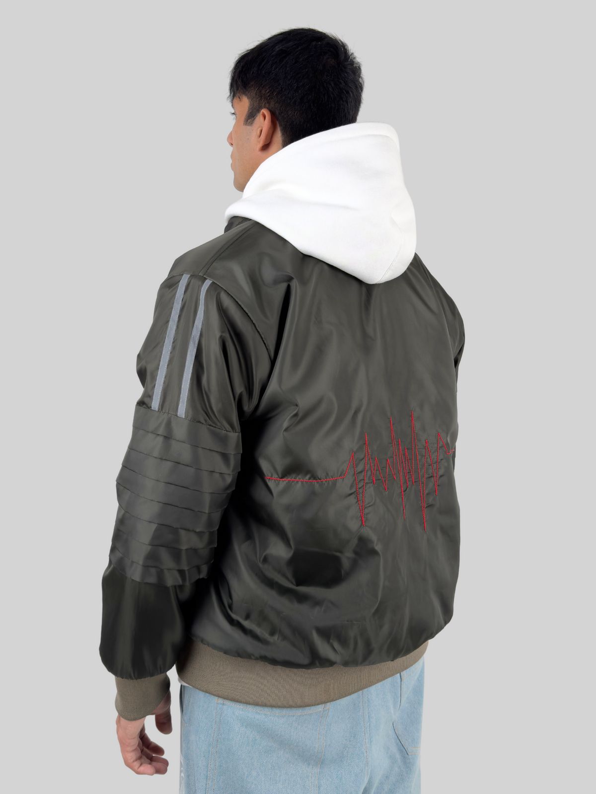Military Olive Bomber Jacket - image 3