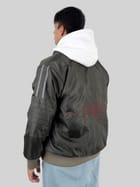 Military Olive Bomber Jacket view 3
