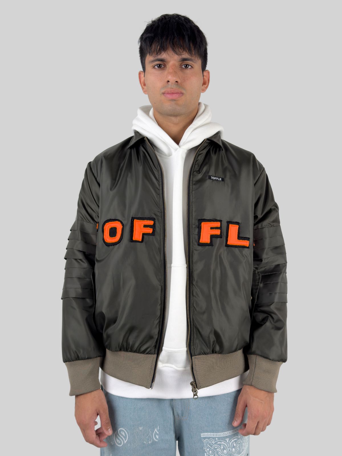 Military Olive Bomber Jacket - image 4