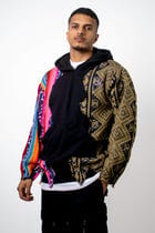 Black Artistic Stitched Hoodie view 1